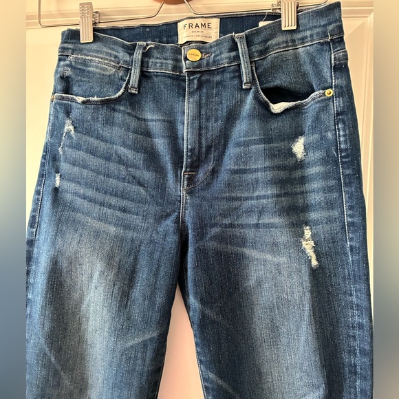 Frame Size 28 Le High Skinny Curved Hem Slit Jeans - Bustle - Picture 4 of 8